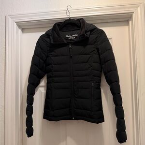 Abercrombie & Fitch Lightweight Stretch Packable Black Puffer Coat